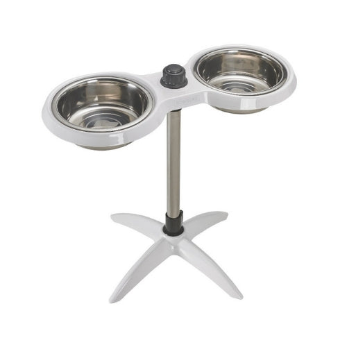 Bowsers Moderno Adjustable Elevated Dog Double Bowl Feeder — White Top View