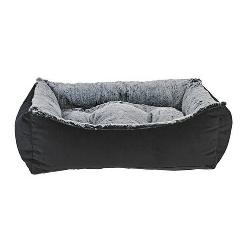 Bowsers Scoop Bolstered Nest Dog Bed — Ebony + Faux Fur Royal Sterling
