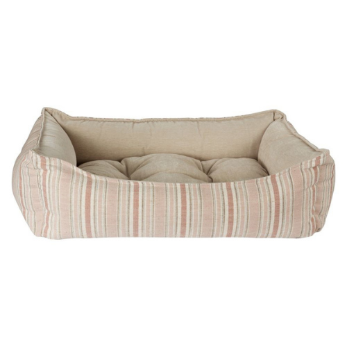 Bowsers Scoop Dog Bed — Sanibel Stripe MicroLinen Linen MicroVelvet