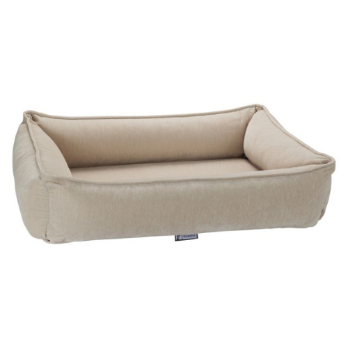Bowsers Pet MicroVelvet Urban Lounger Rectangle Nest Dog Bed — Linen