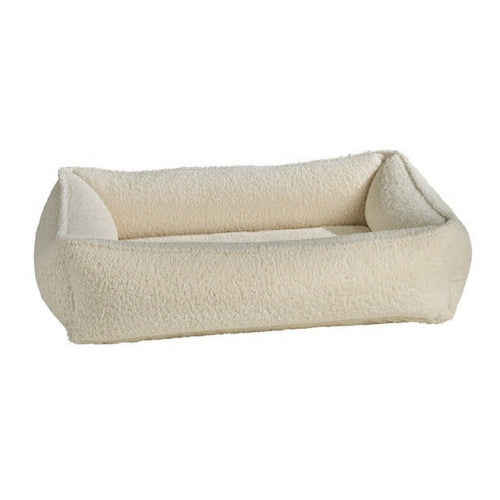 Bowsers Urban Lounger Bolstered Nest Dog Bed — Faux Sheepskin Ivory