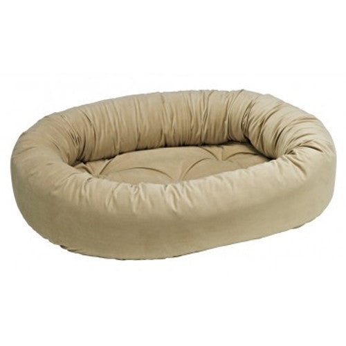 Bowsers EuroVelvet Donut Bolstered Nesting Dog Bed — Almond