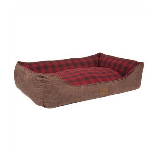 Carolina Pet Company Classic Pendleton Kuddler Dog Bed — Red Ombre Side Angle View