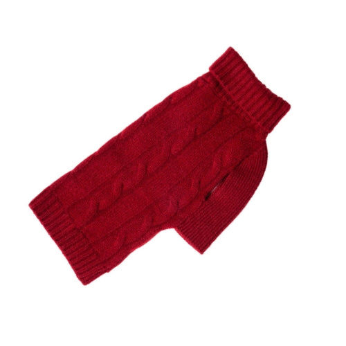 Canine Styles Cashmere Cable Knit Dog Sweater — Burgundy