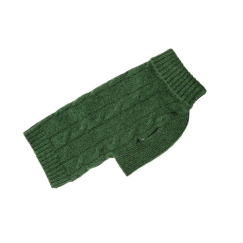 Canine Styles Cashmere Cable Knit Dog Sweater — Green