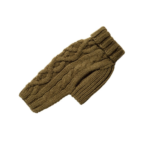 Canine Styles Handmade Nantucket Cable Knit Wool Dog Sweater — Loden