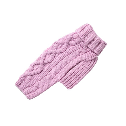 Canine Styles Handmade Nantucket Cable Knit Wool Dog Sweater — Pink