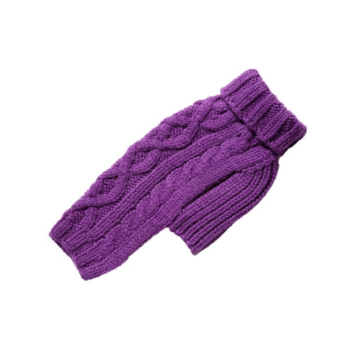Canine Styles Handmade Nantucket Cable Knit Wool Dog Sweater — Purple