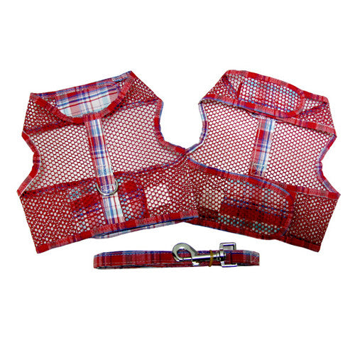 Doggie Design Cool Netted Mesh Dog Harness — Red Plaid
