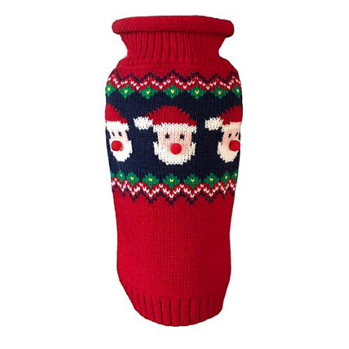 Dallas Dog Santa Face Fair Isle Snowflake Acrylic Dog Holiday Sweater