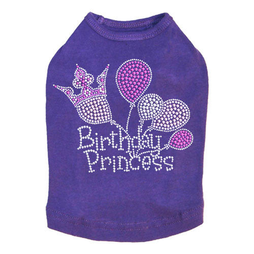 Dog In The Closet Birthday Princess Rhinestone Dog Tank Shirt Purple