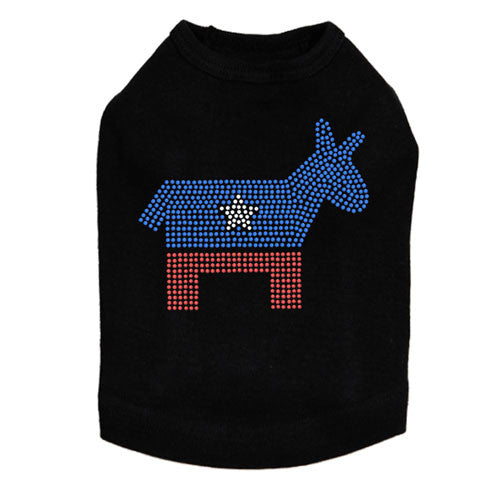 Political Democrat Donkey Rhinestone Dog Tank Dog In The Closet Black