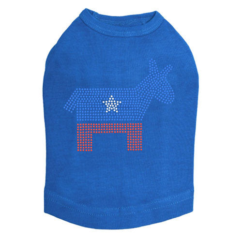 Political Democrat Donkey Rhinestone Dog Tank Dog In The Closet Blue
