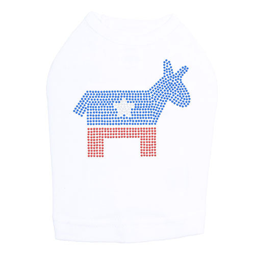 Political Democrat Donkey Rhinestone Dog Tank Dog In The Closet White
