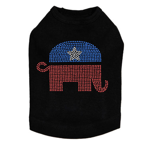 Political Republican Elephant Rhinestone Dog Tank Dog In The Closet Black