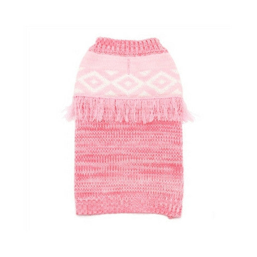 Dogo Pet Fashions Pink Boho Fringe Dog Sweater 