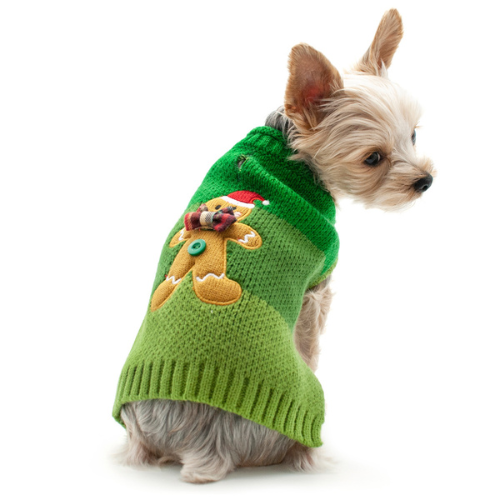 Dogo Pet Fashions Gingerbread Man Holiday Dog Sweater on Dog View