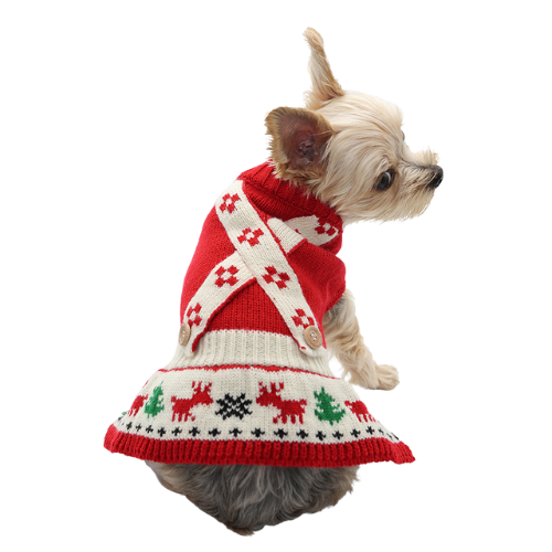 Dogo Pet Fashions Jolly Holiday Sweater Dress Back View on Dog