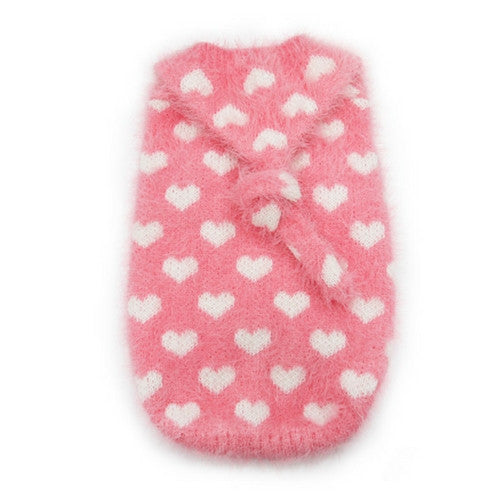 Dogo Pet Fashions PUPPYPAWer Fuzzy Pink Heart Hoodie Dog Sweater