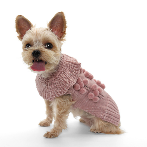 Dogo Pet Fashions Pom Pom Shimmery Dog Sweater on Dog