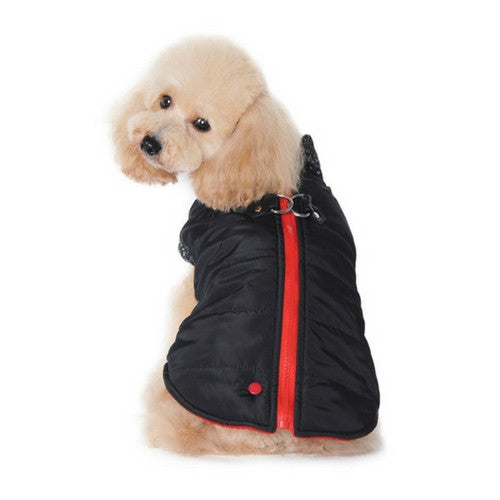 Dogo Pet Fashions Black Runner Winter Dog Coat on Dog Back view