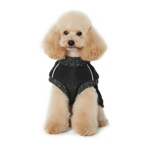 Dogo Pet Fashions Black Runner Winter Dog Coat on Dog Front View