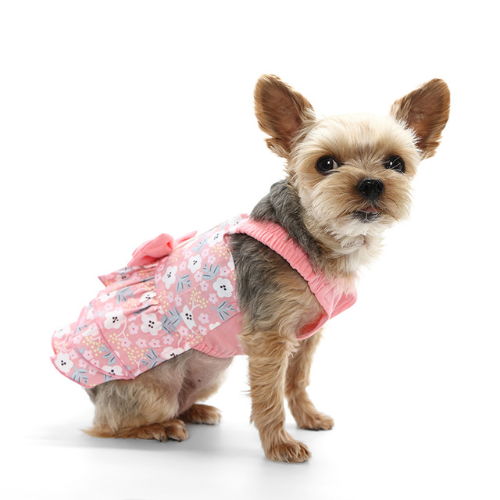 Dogo Pet Fashions Sweet Floral Pink Wild Flower Dog Dress — On Dog