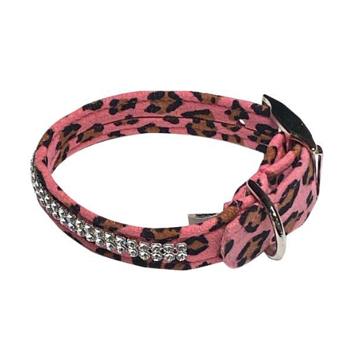 The Dog Squad Glamour Girl Swarovski Crystal Dog Collar — Pink Cheetah
