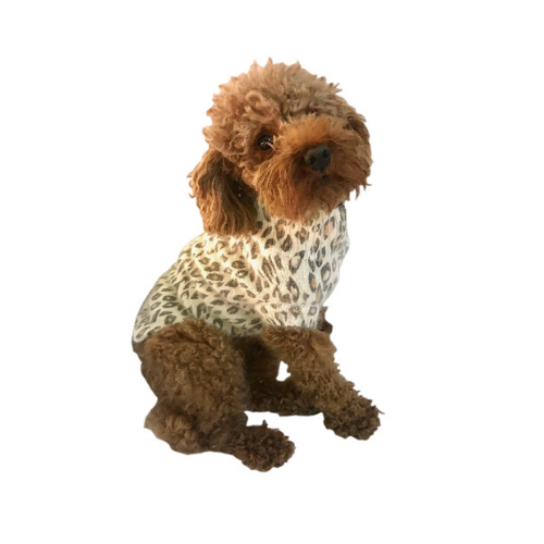The Dog Squad Animal Instincts Leopard Angora Blend Dog Sweater — Ivory