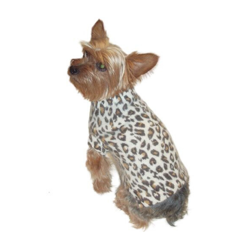 The Dog Squad Animal Instincts Sno Leopard Angora Blend Dog Sweater