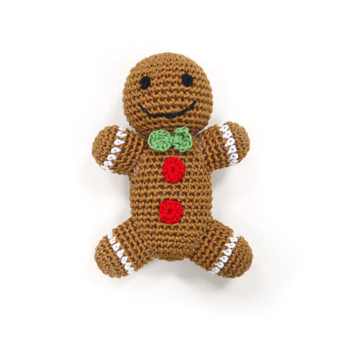 Dogo Cotton Gingerbread Man Squeaky Holiday Dog Toy