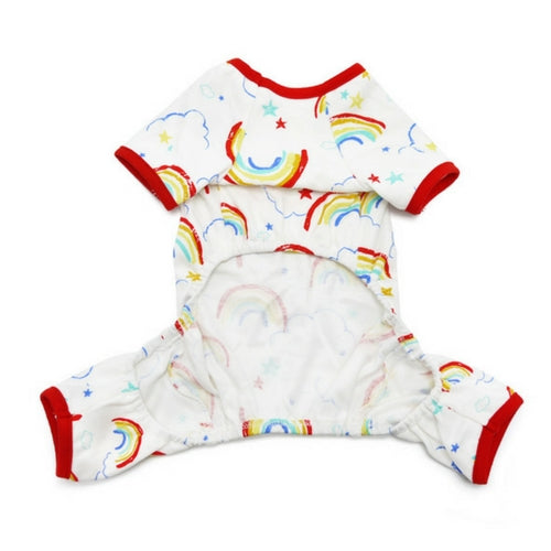 Dogo Pet Fashions Rainbow PJ Four-Leg Dog Pajamas Front View