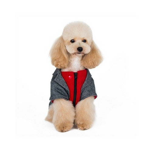 Dogo Pet Fashions Tweed Blazer Winter Dog Coat on Dog