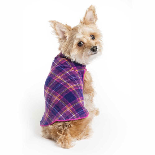 Gold Paw Series Stretch Fleece Pullover Dog Clothing — Mulberry Plaid