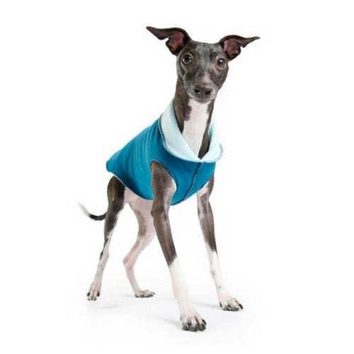 Gold Paw Series Duluth Double Fleece Pullover Dog — Marine Robin Egg Blue Reverse View
