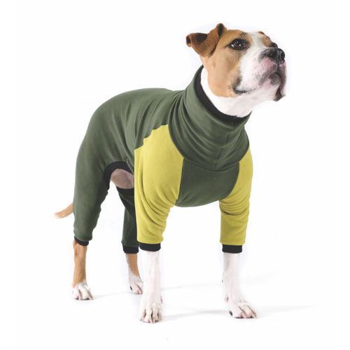 Gold Paw Series Stretch Fleece Onesie Dog Clothing — Hunter + Avocado