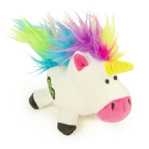 GoDog White Just For Me Unicorn Plush Chew Guard Durable Dog Toy Side View