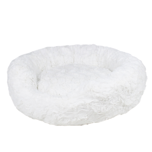 Hello Doggie Amour Plush Cuddler Round Nesting Dog Bed — Ivory