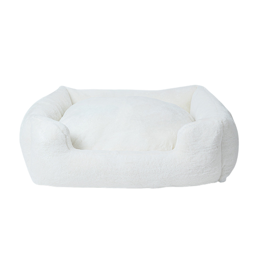 Hello Doggie Big Baby Rectangular Nesting Plush Dog Bed — Natural
