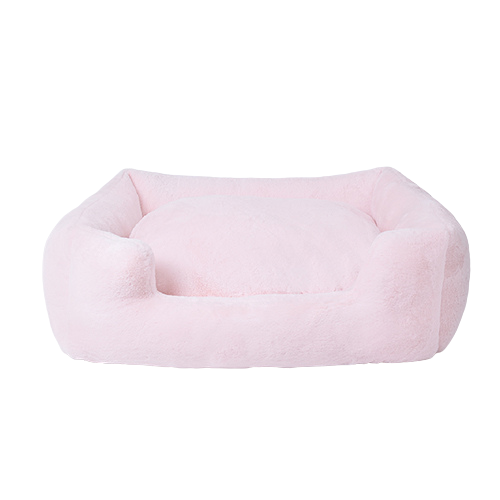 Hello Doggie Big Baby Rectangular Nesting Plush Dog Bed — Pink