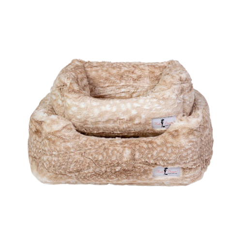 Hello Doggie Cashmere Plush Nesting Lounge Plush Dog Bed — Gold Fawn