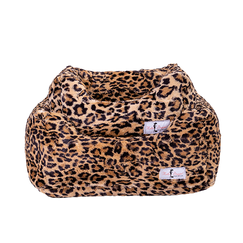 Hello Doggie Cashmere Plush Nesting Lounge Plush Dog Bed — Leopard