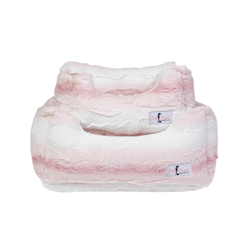 Hello Doggie Cashmere Plush Nesting Lounge Plush Dog Bed — Pink Angora
