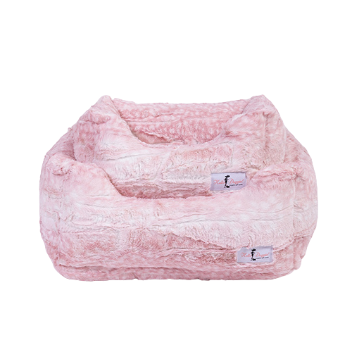 Hello Doggie Cashmere Plush Nesting Lounge Plush Dog Bed — Pink Fawn