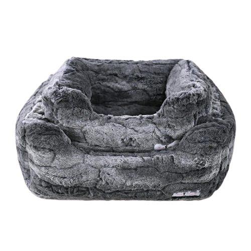 Hello Doggie Deluxe Nesting Lounge Bed — Faux Fur Granite