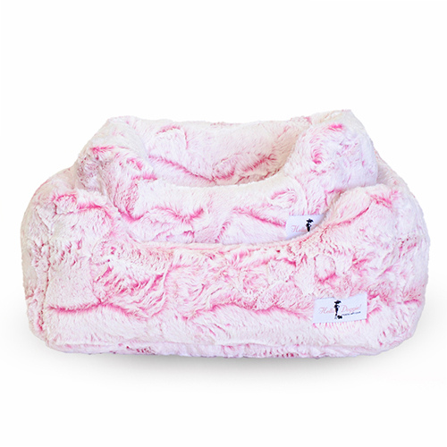 Hello Doggie Whisper Plush Nesting Lounge Bed — Fuchsia Both Sizes Stacked