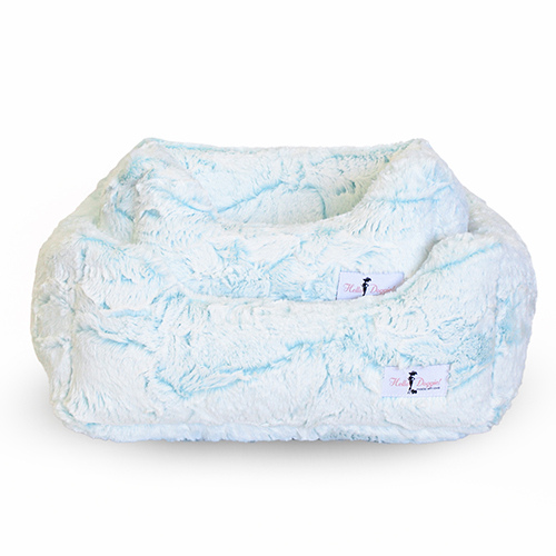 Hello Doggie Whisper Plush Nesting Lounge Bed — Aqua Both Sizes Stacked