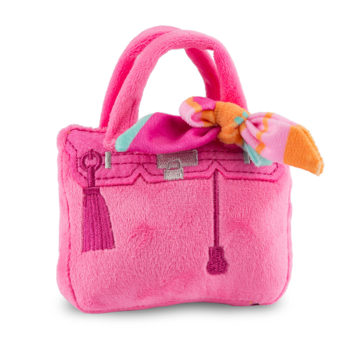Haute Diggity Dog Pink Barkin Bag Rich Bitch Purse Designer Dog Toy — Small Front View