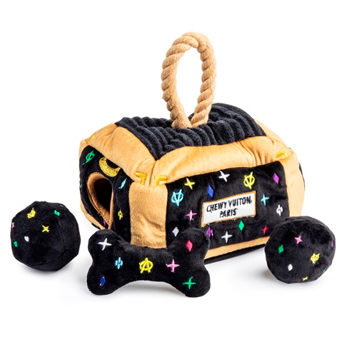 Haute Diggity Dog Black Monogram Chewy Vuiton Trunk Interactive Toy