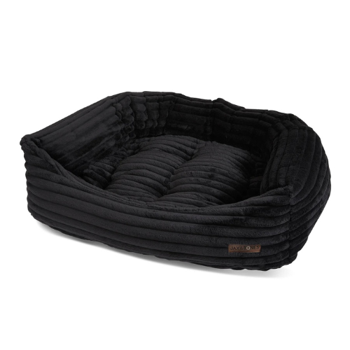 Jax & Bones Plush Wide Wale Corduroy Napper Nest Dog Bed — Luna Black